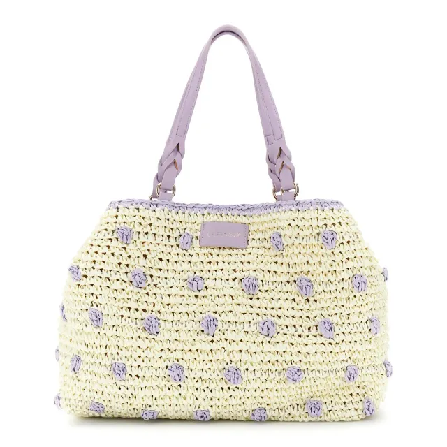 CafèNoir Tote Spalla Crochet Latte Lilla Fatto Mano