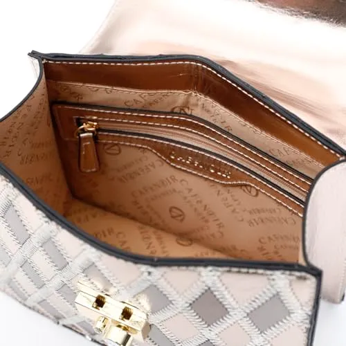 CafèNoir Minibag Platino Rombi Patchwork e Strass