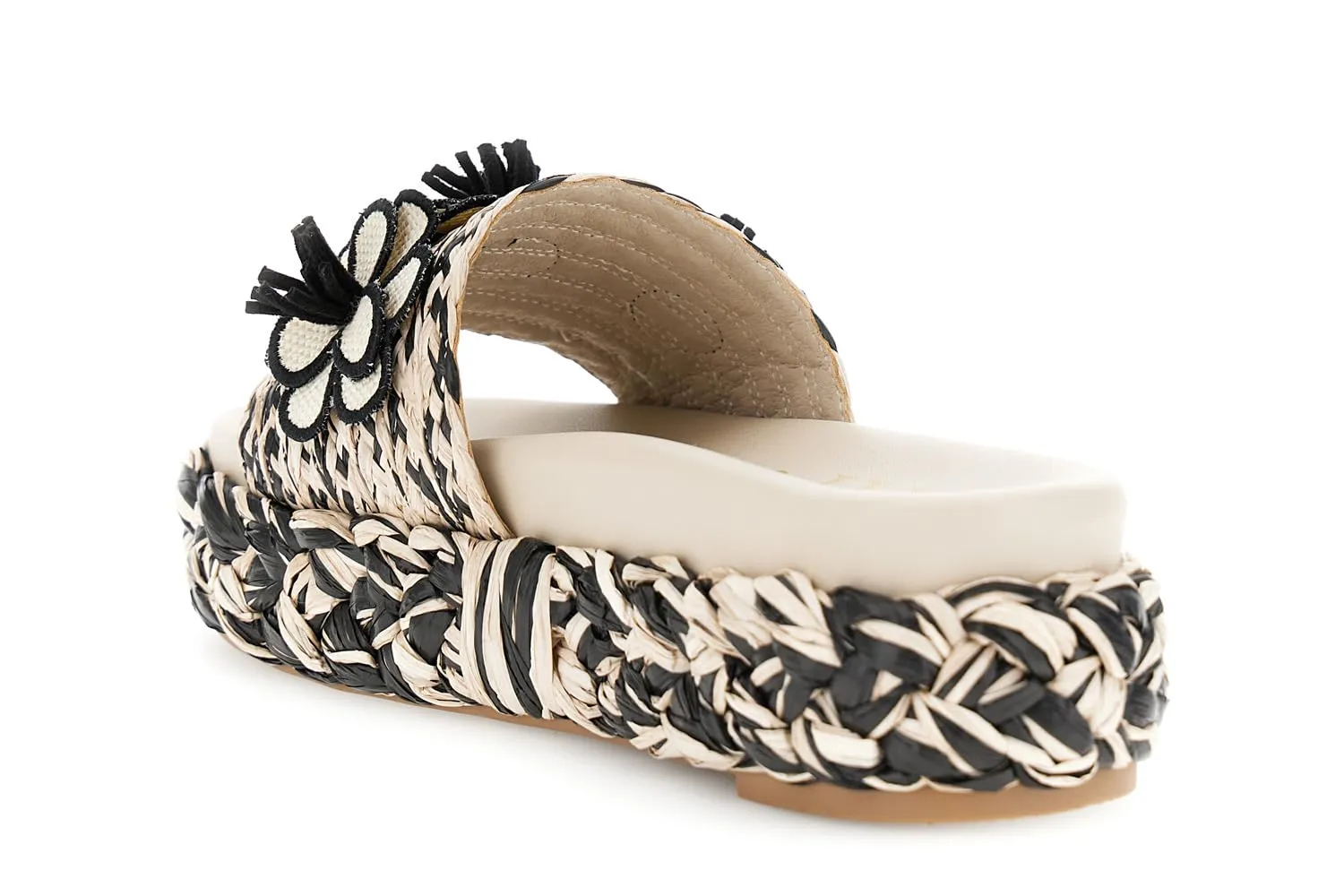 CafèNoir Ciabatta Zeppa Nera Rafia Fiori 39