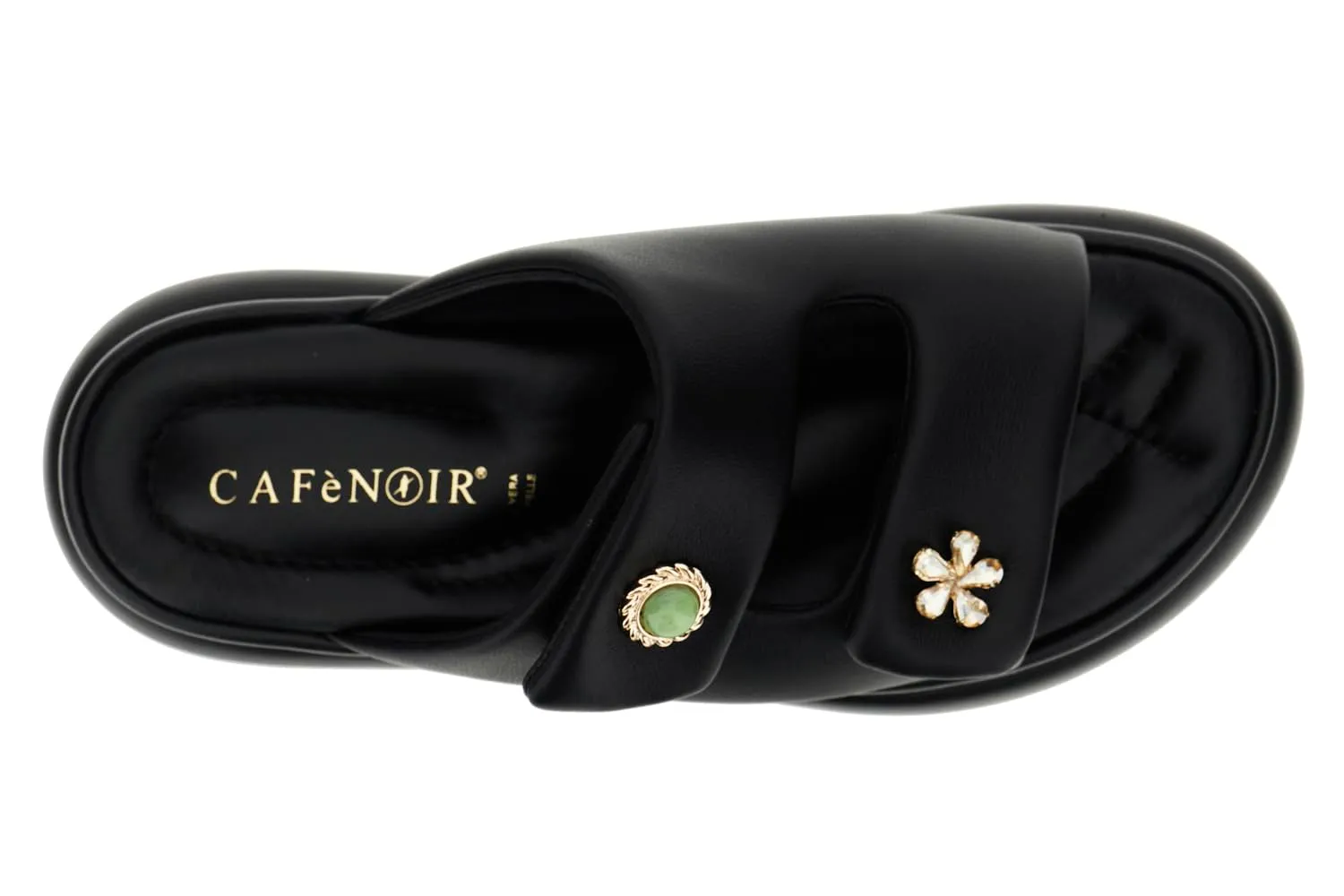 CafèNoir Ciabatta pelle strappi bottoni nero 39