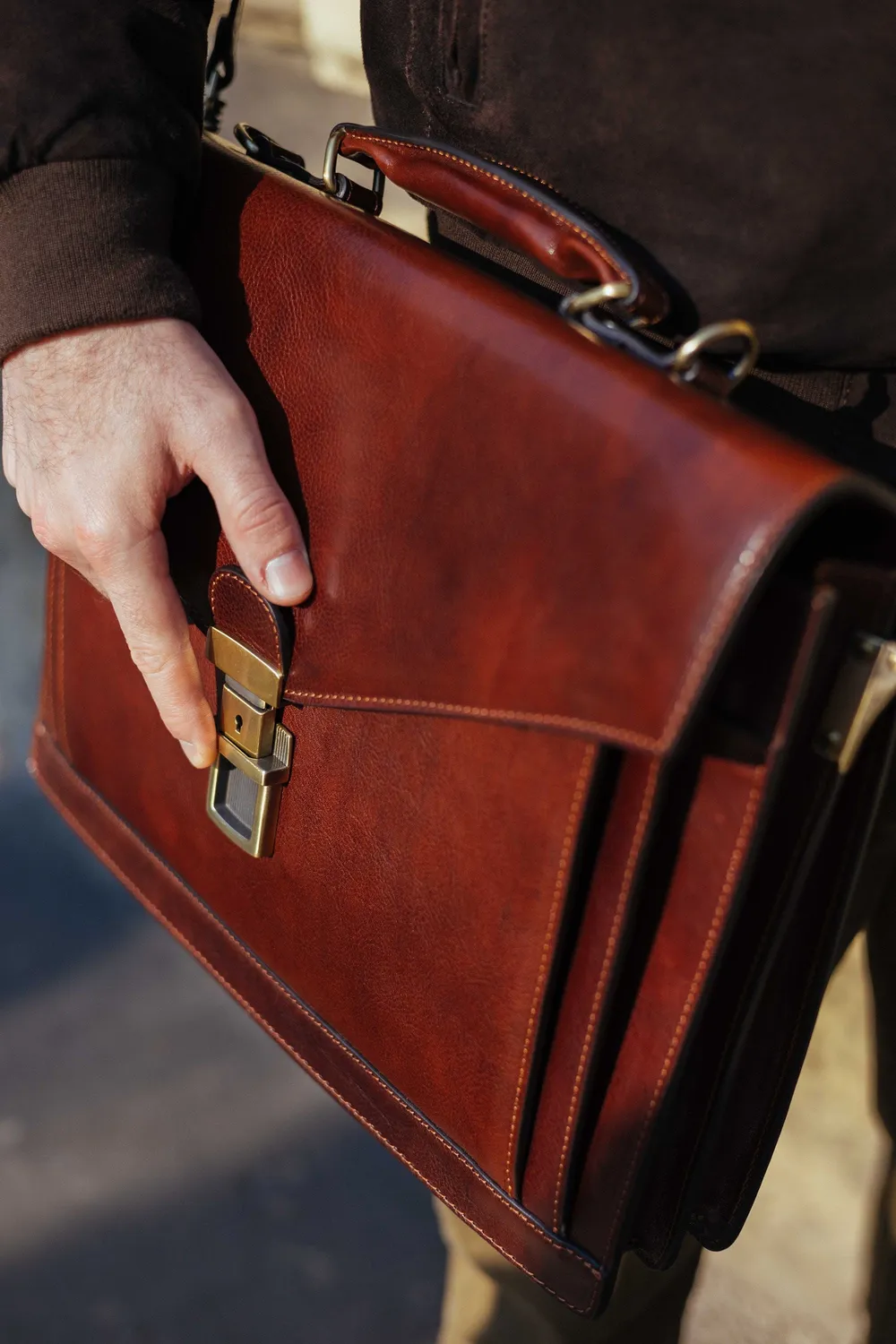 Aigin Milano cartella pelle uomo nera porta laptop