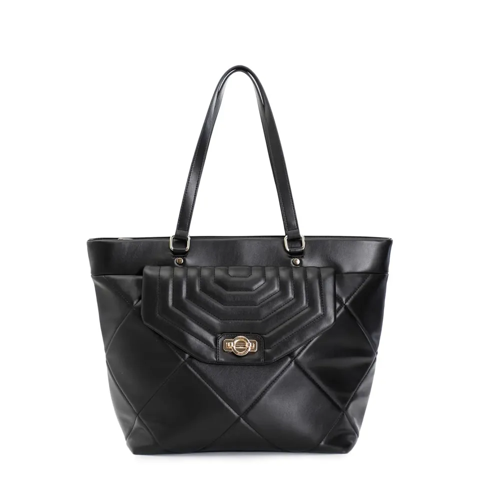 CafèNoir Shopping Trapuntata Rombi Borsa Nera Pattina