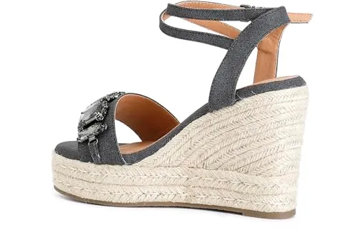 CafèNoir sandali donna canvas zeppa corda