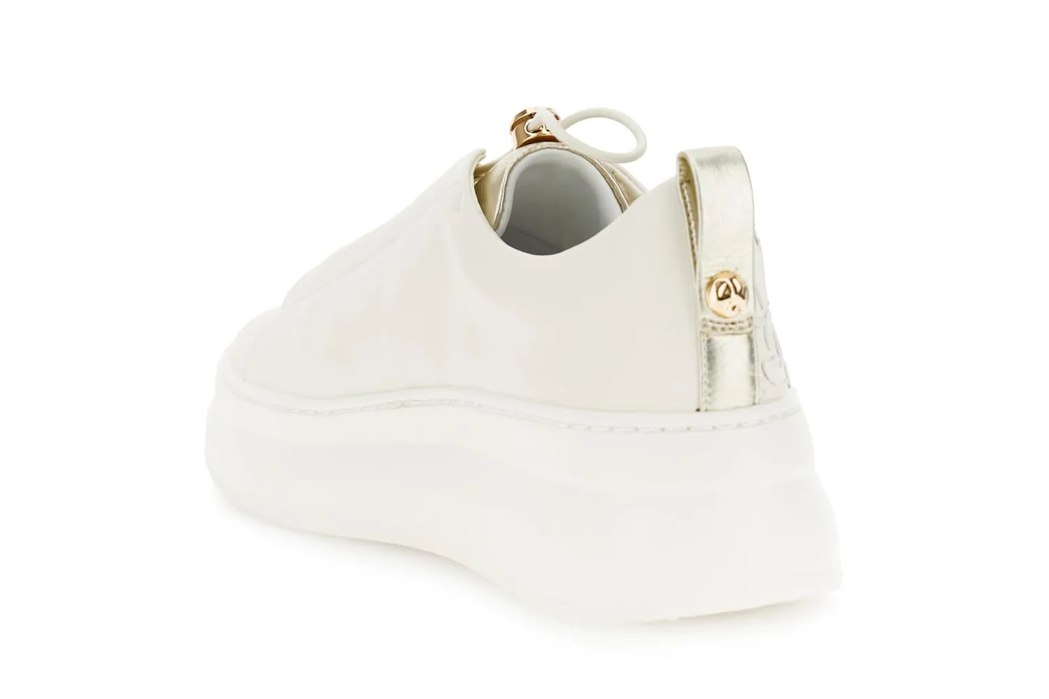 CafèNoir Sneakers Lacci Elastici pelle avorio decori