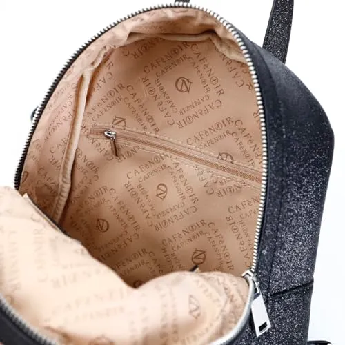 CafèNoir Zaino Glitterato Donna Nero Logo Ricamato