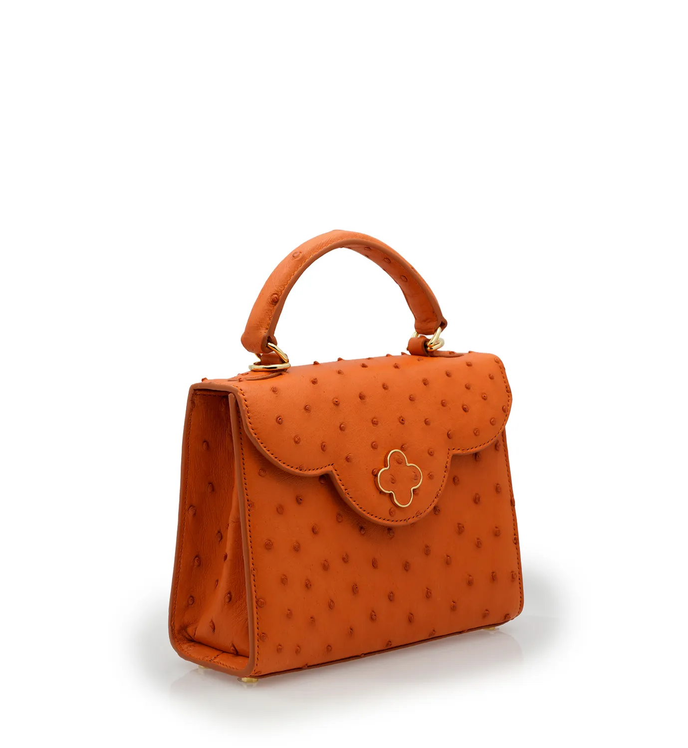 Cardinal Milano First Lady Small Borsa Pelle Struzzo Arancio