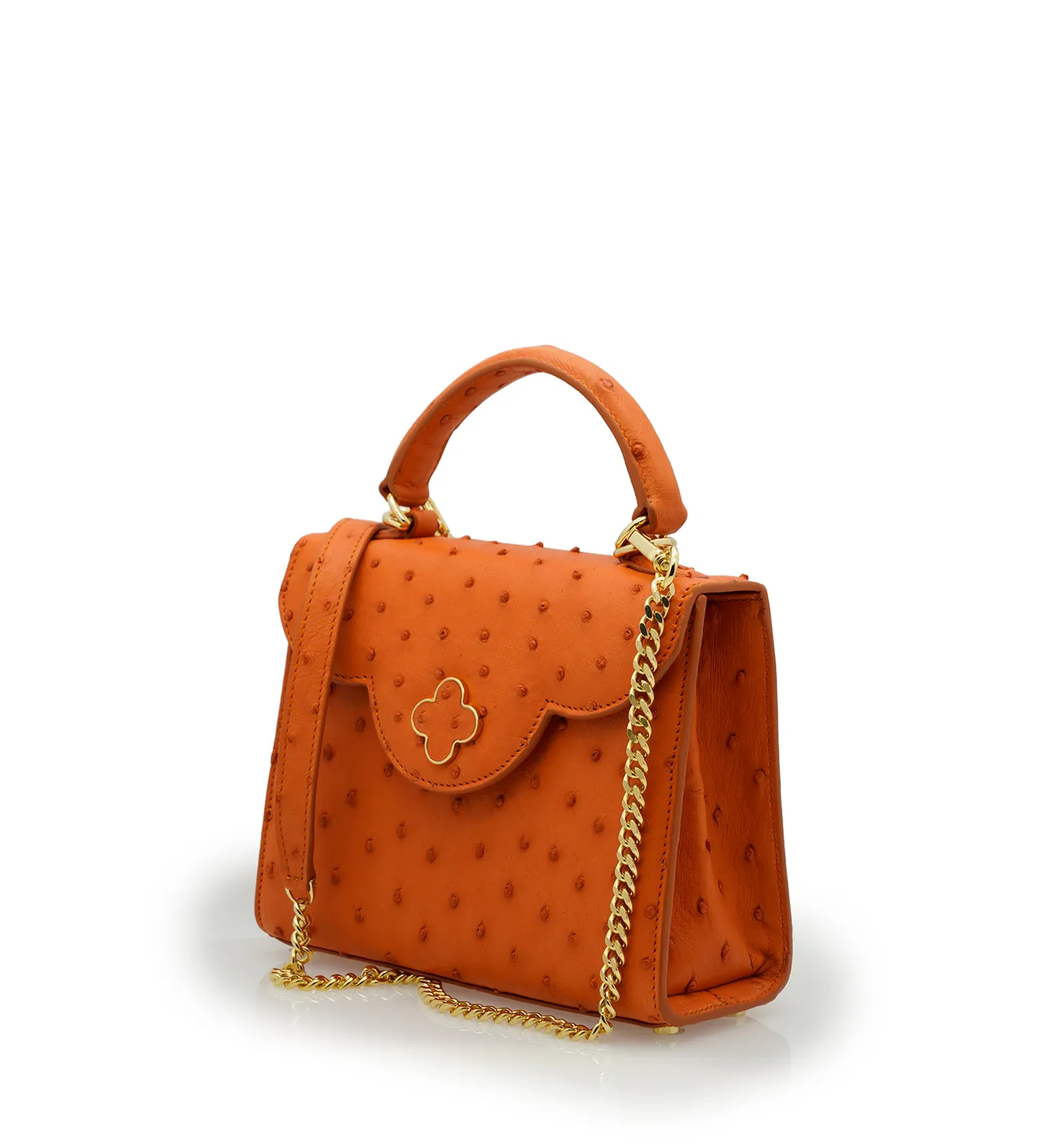 Cardinal Milano First Lady Small Borsa Pelle Struzzo Arancio