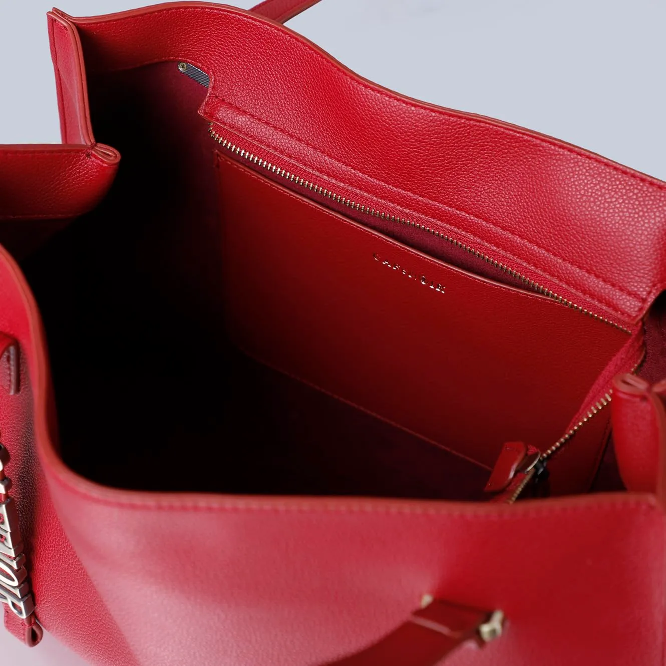 CafèNoir Borsa Morbida Mano Rossa Lettering Metallo