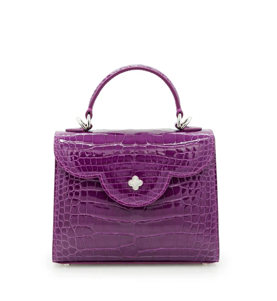 Cardinal Milano First Lady Small borsa viola pelle alligatore