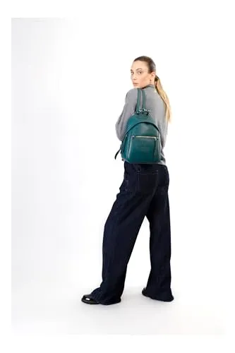 CafèNoir Zaino Verde Logo Rilievo con Zip