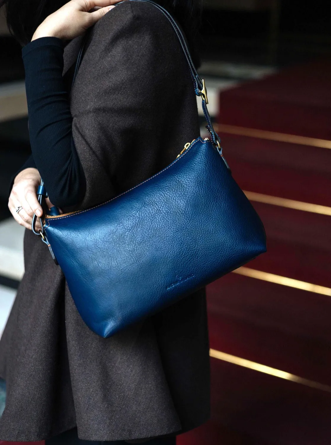 Aigin Milano Minimal Crossbody Bag tracolla miele pelle