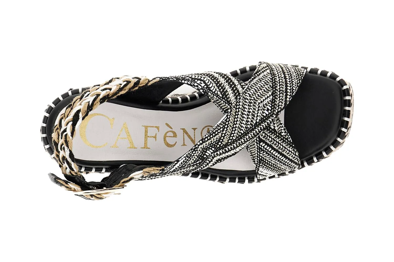 CafèNoir Sandali Incrocio Tessuto Zeppa Fasciata Donna