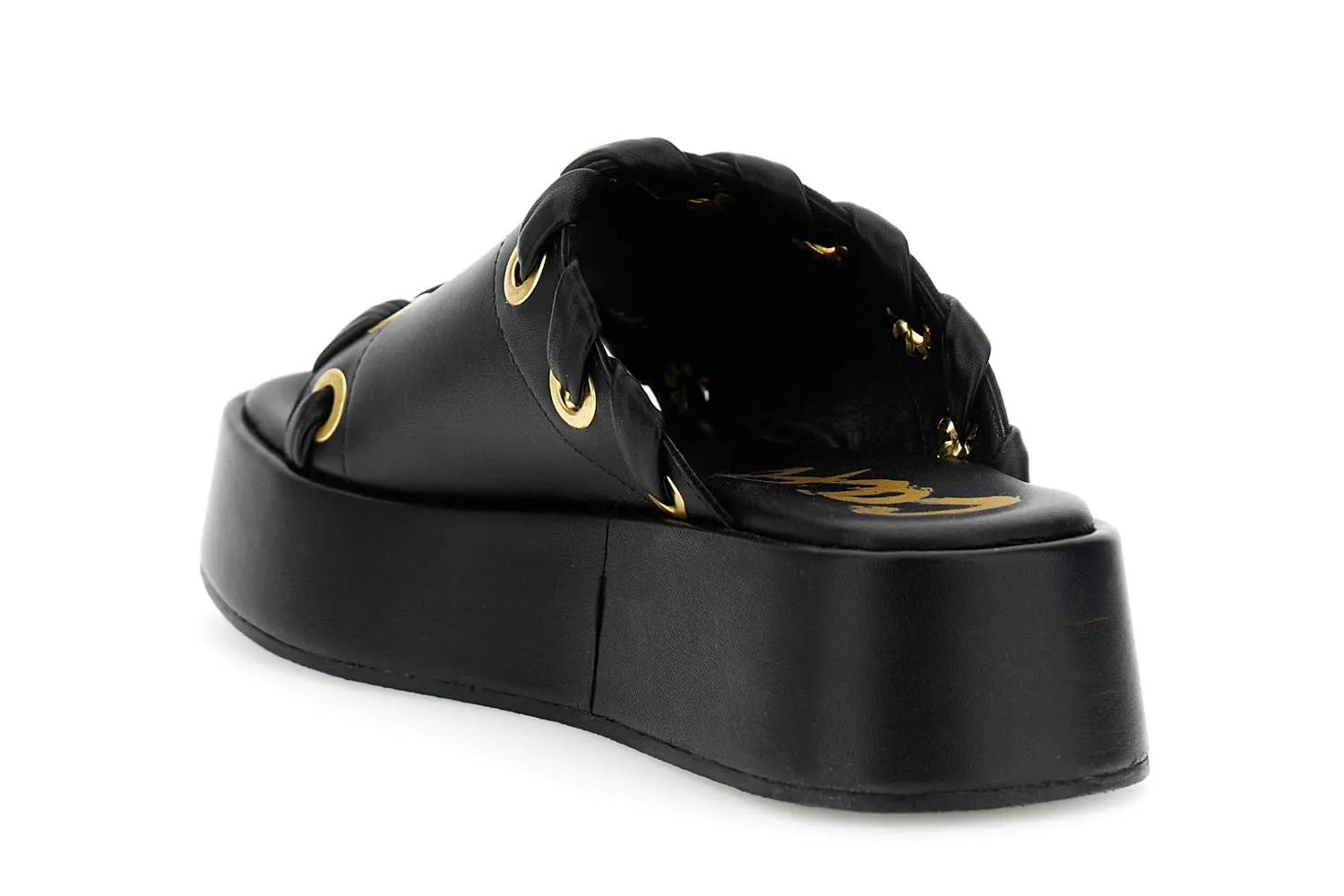 CafèNoir Ciabatta Nappa Occhielli Sandali Nero 38 EU