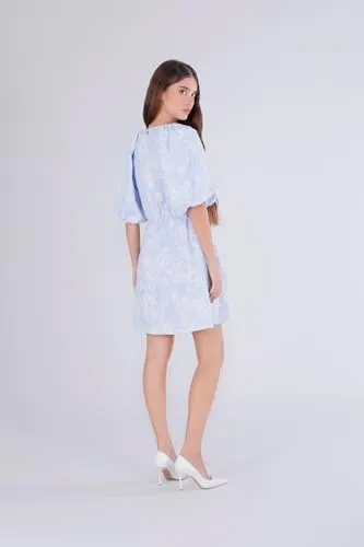 CafèNoir Abito Popeline vestito donna rigato celeste cotone