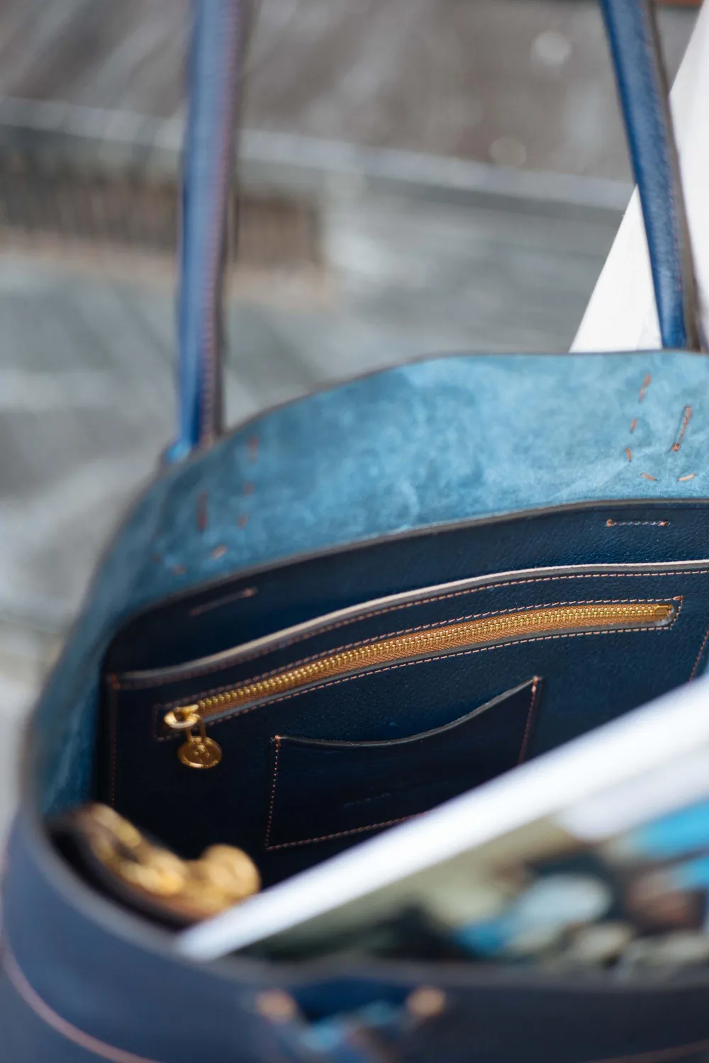 Aigin Milano Handmade Tote Borsa Pelle Miele Divisorio