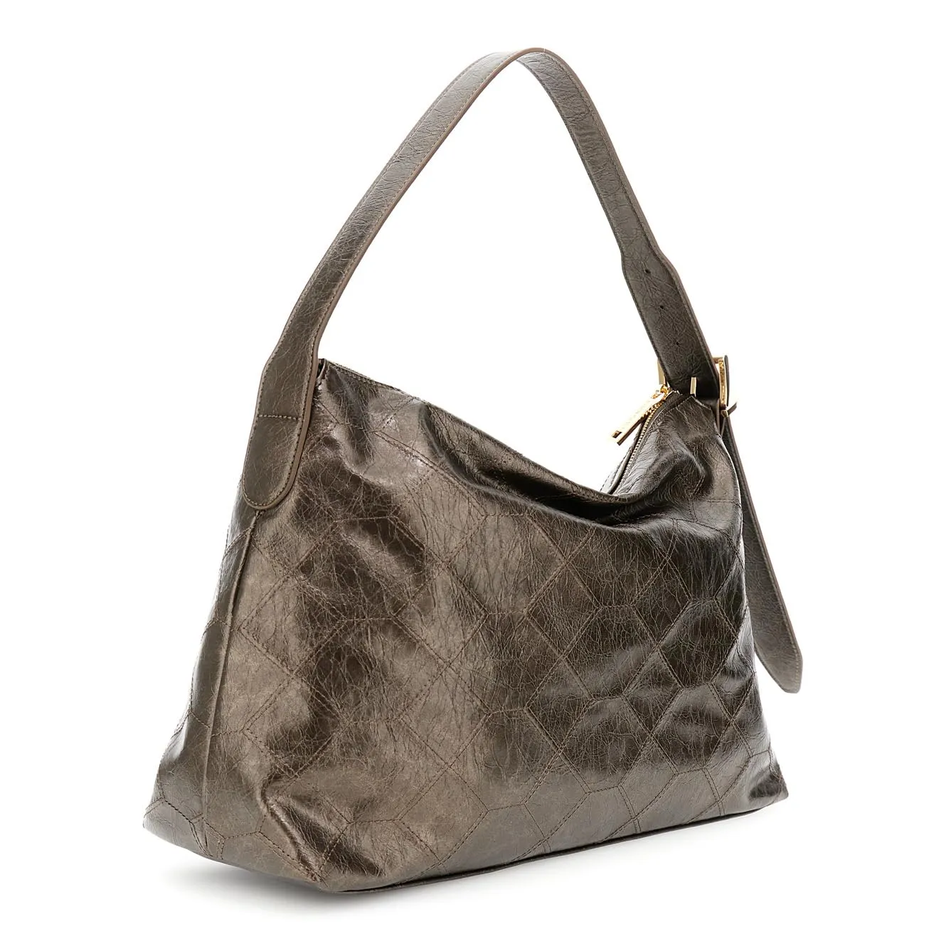 CafèNoir Sacca Bronzo Metallizzato Ricamo Geometrico