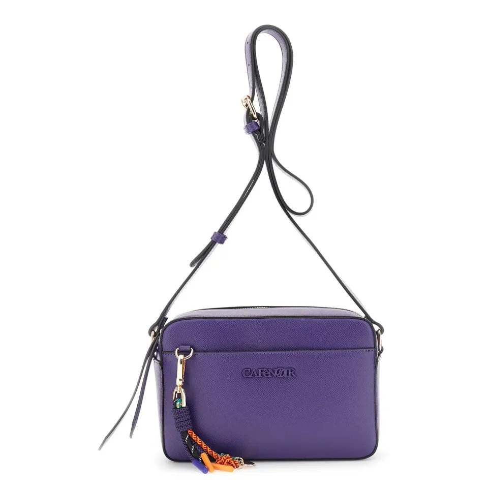 CafèNoir Camera Bag Saffiano Viola Tracolla Charms