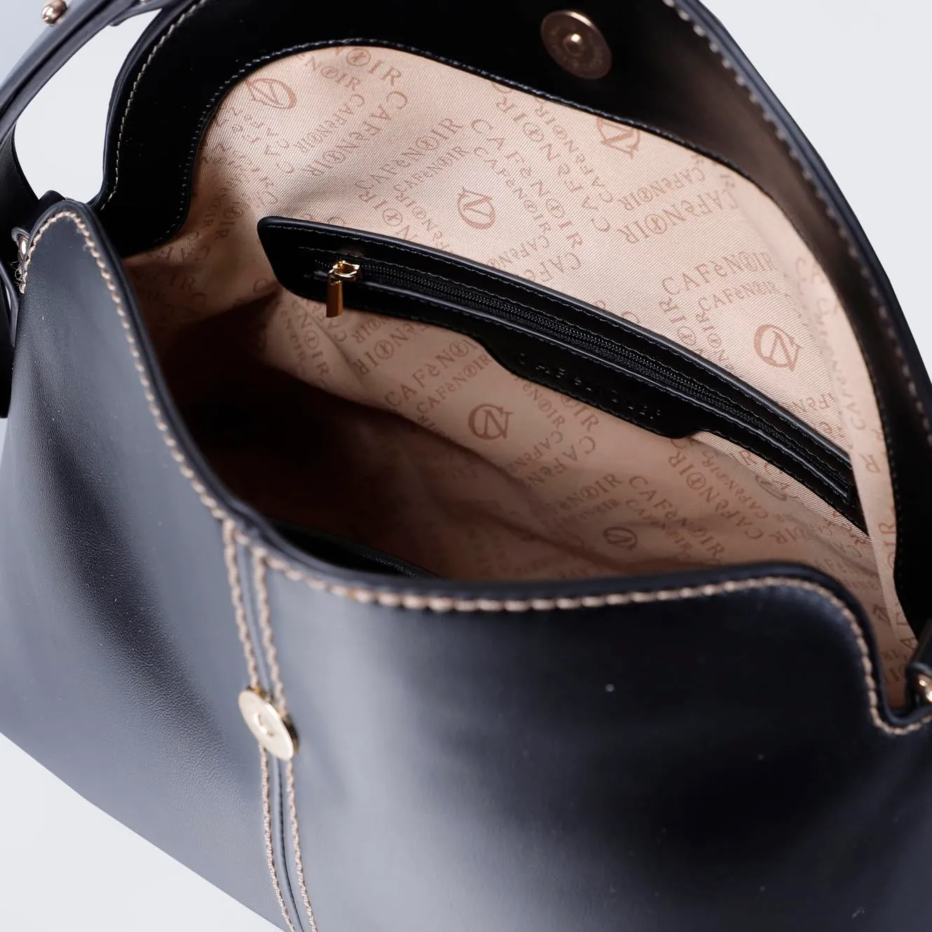 CafèNoir Borsa Sottospalla Pattina Nera Cuciture Contrasto