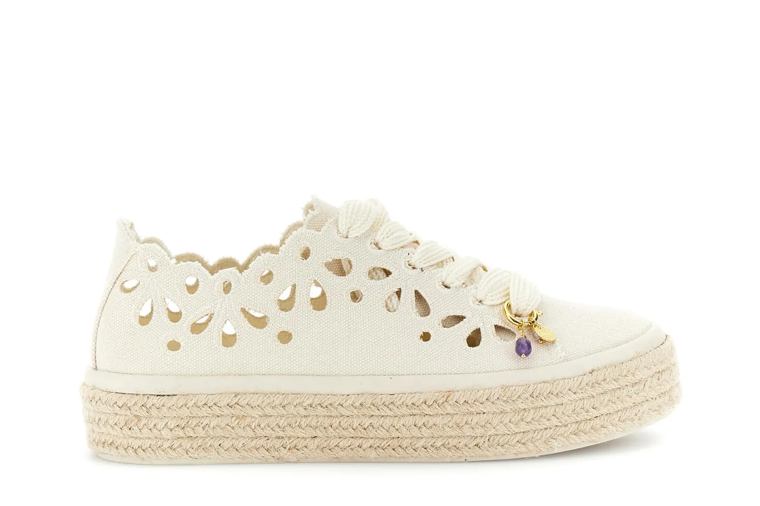 CafèNoir Sneakers Donna Traforate Beige Tessuto