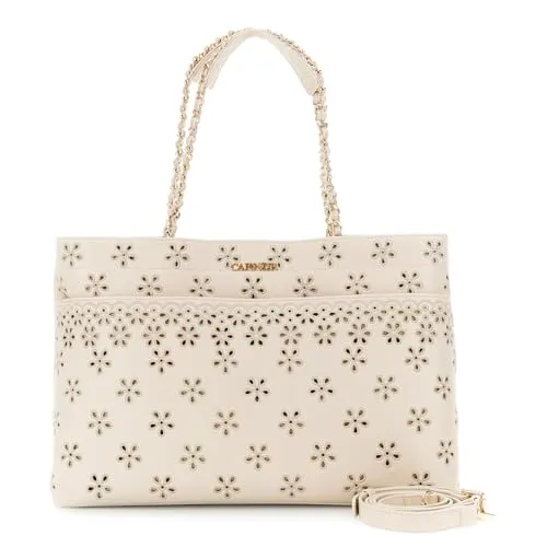 CafèNoir shopping bag sangallo beige tasca frontale nappa