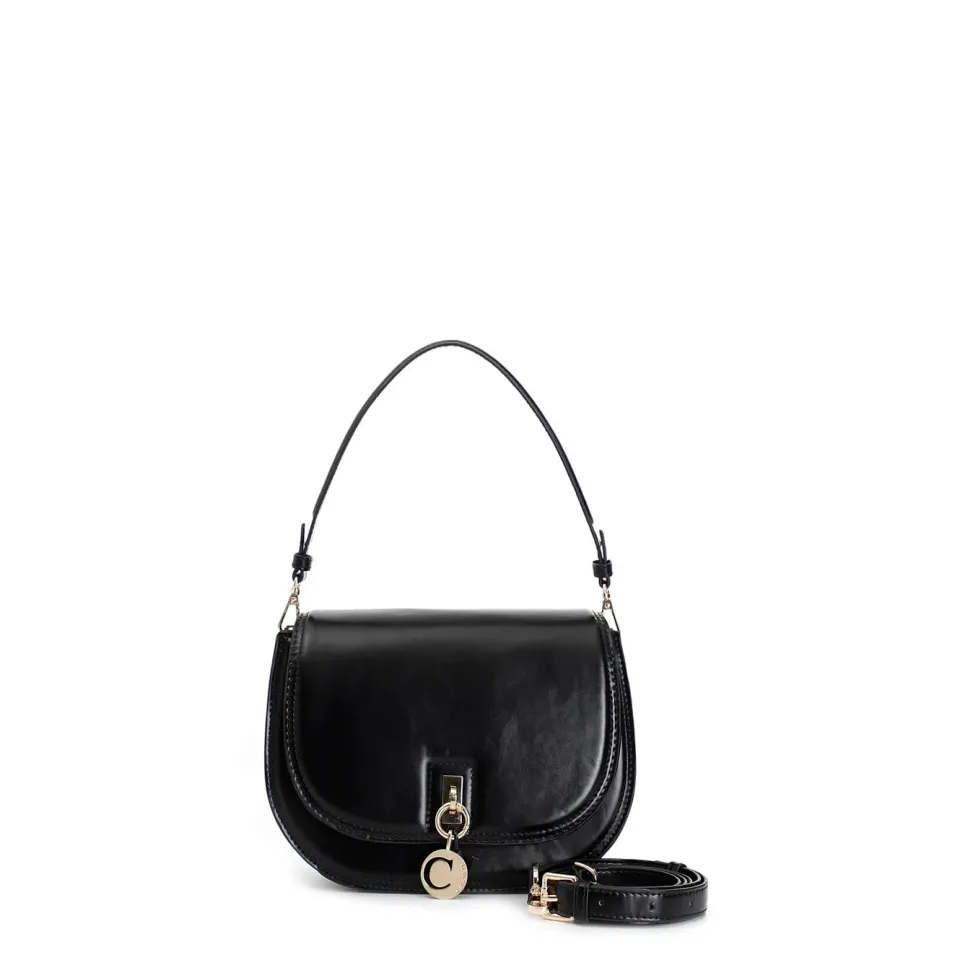 CafèNoir Pattina Abrasivato Borsa a Spalla Nera Charm