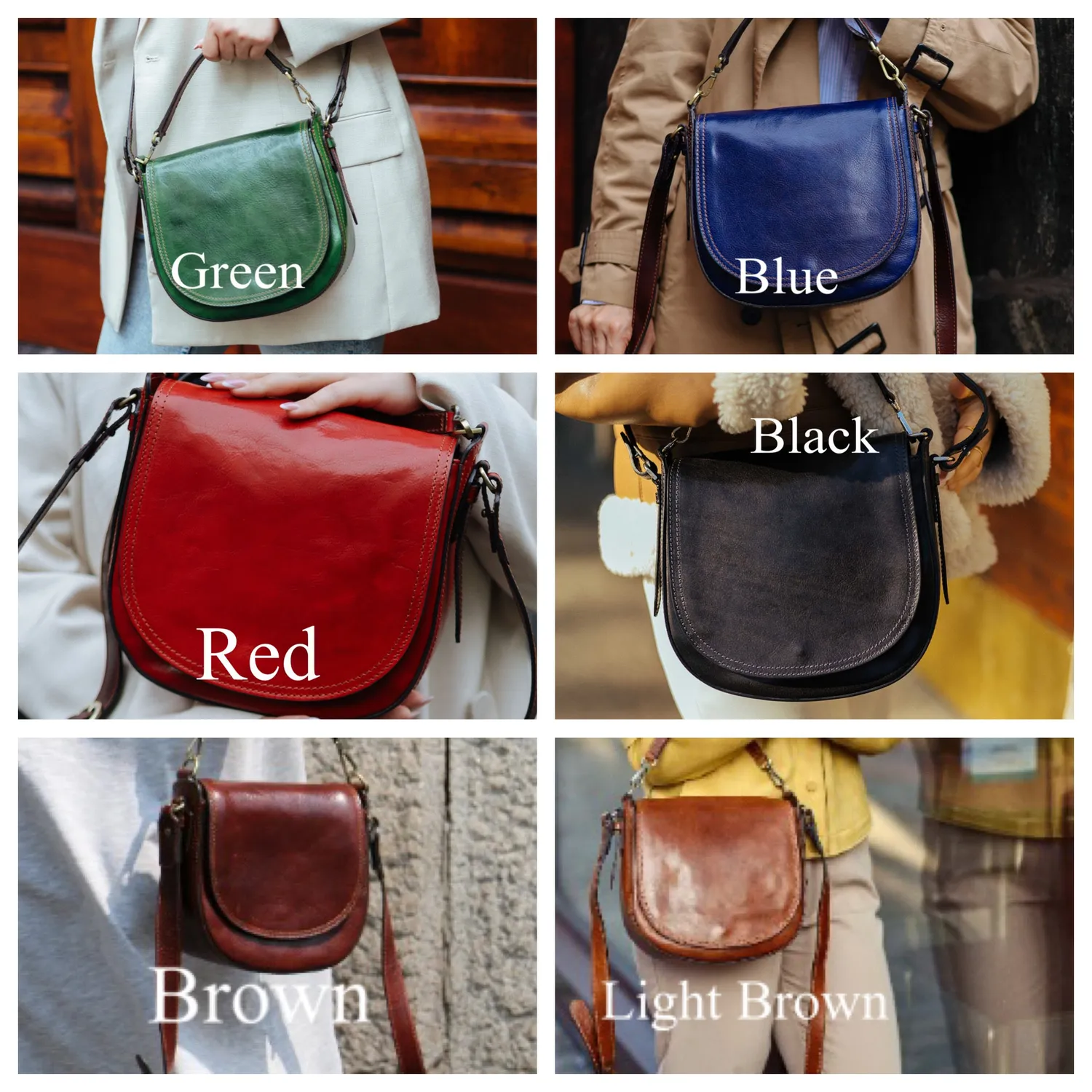 Aigin Milano borsa a tracolla pelle marrone chiaro Large