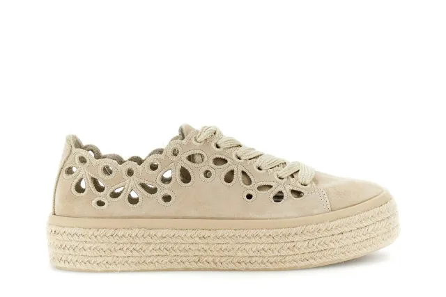 CafèNoir Sneakers Pelle Intagli Laserati Donna Beige