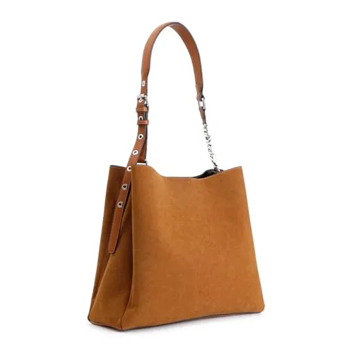 CafèNoir Borsa a Spalla Effetto Suede Cuoio Lettering