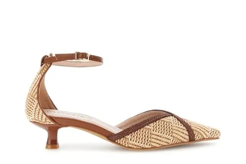 CafèNoir Décolleté Beige Rafia Tacco 4,5 cm 39