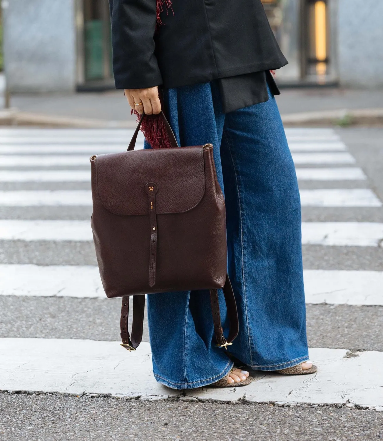 Aigin Milano Backpack zaino pelle marrone ottone vero