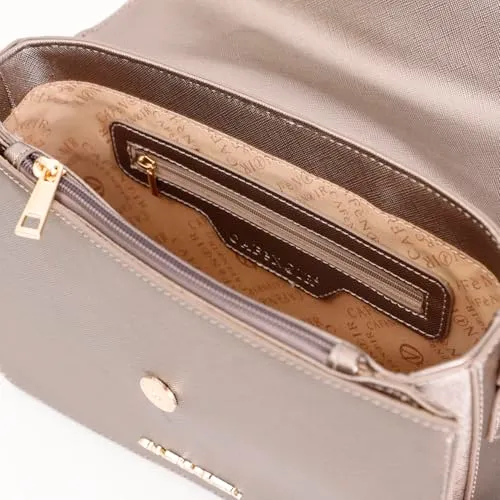 CafèNoir Cartella Saffiano Peltro con Maxi Charm