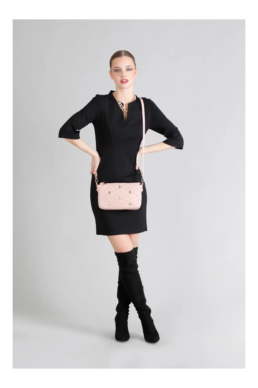 CafèNoir Pochette Borchie Esagonali pochette nude tracolla