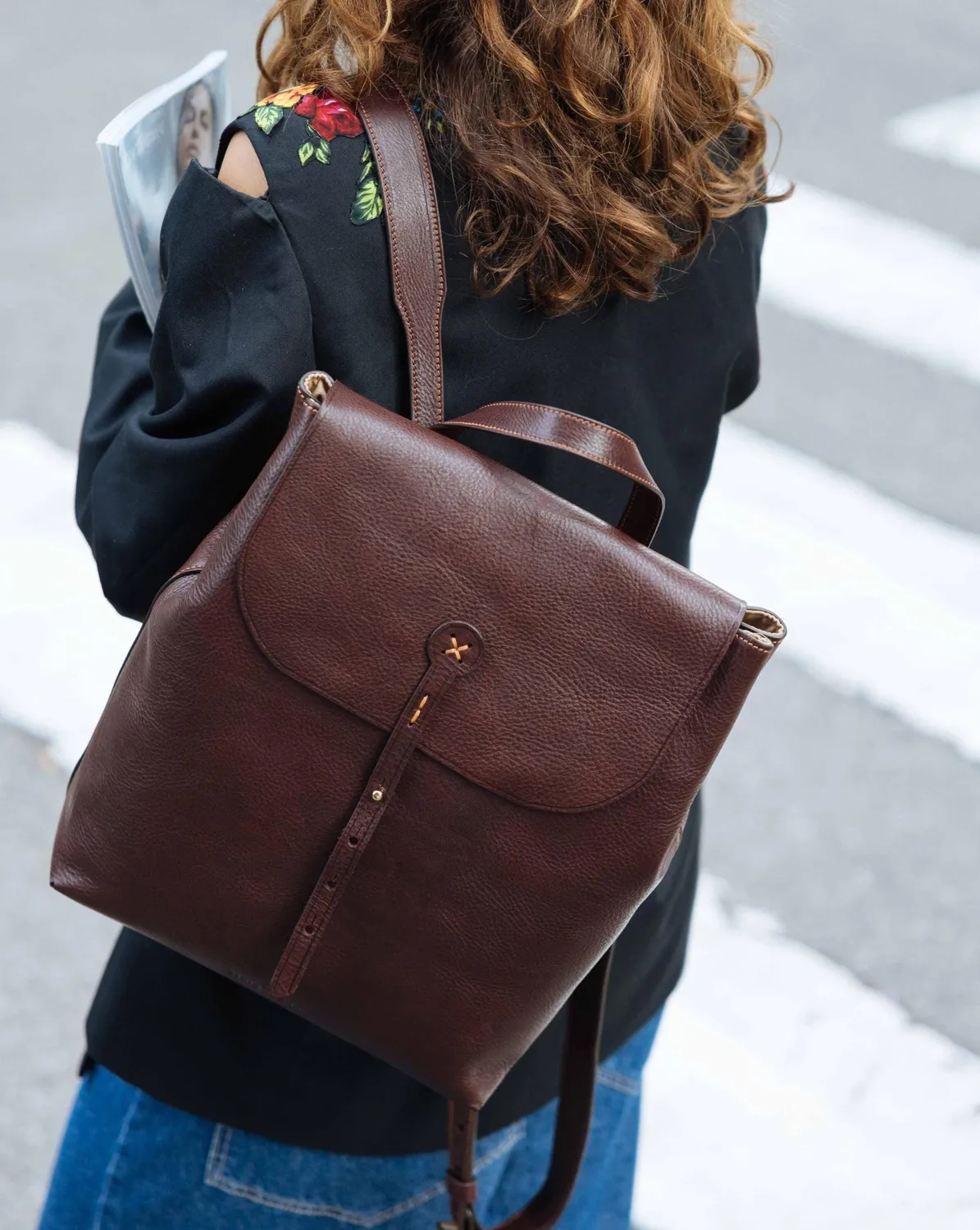 Aigin Milano Backpack zaino pelle marrone ottone vero