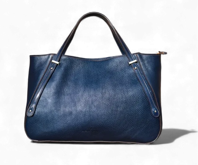 Aigin Milano Borsa Everyday in Pelle Blu pieno fiore