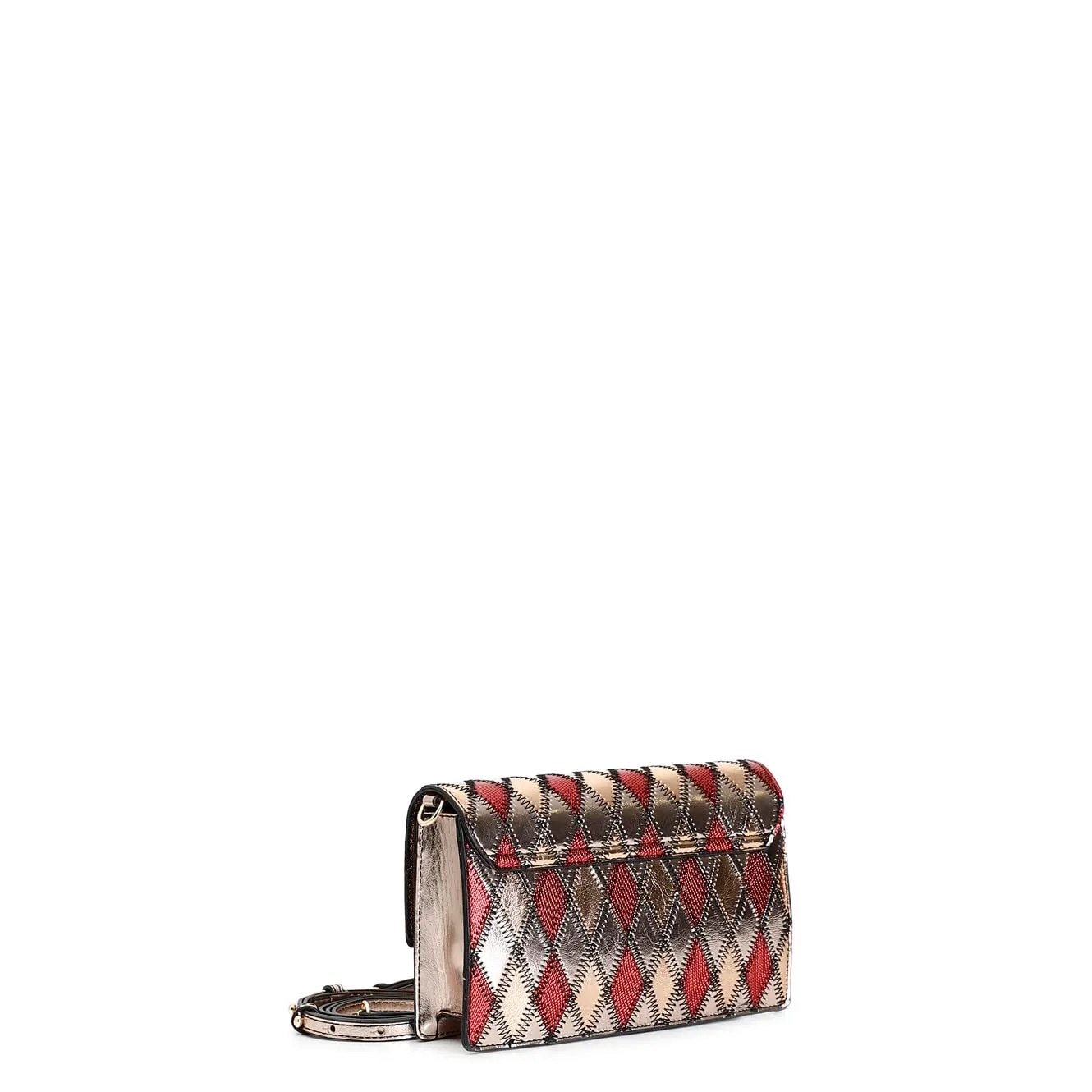 CafèNoir Pochette Rombi Patchwork Multicolor con Strass