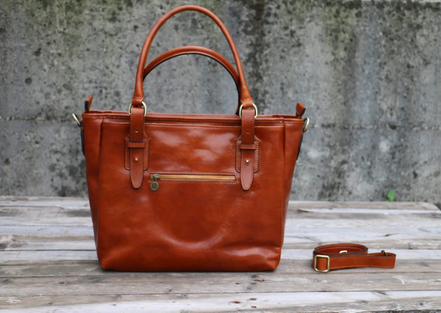 Aigin Milano Tote borsa marrone scuro tracolla rimovibile