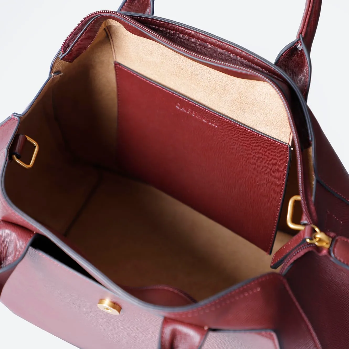 CafèNoir Borsa a Mano Saffiano Tasca Applicata Bordeaux