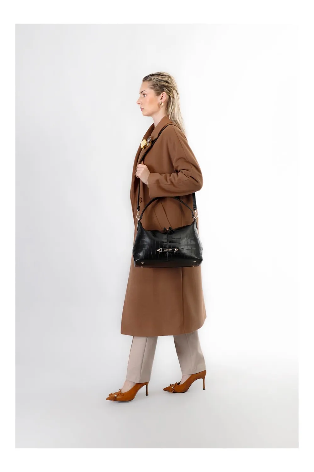 CafèNoir Zaino Donna Nero Trapuntato a Rombi con Zip