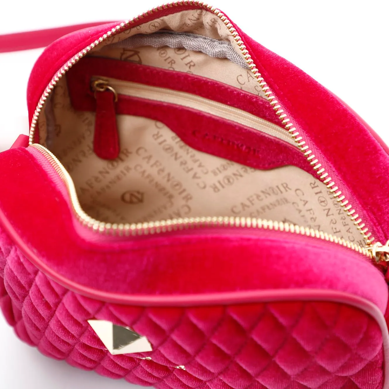 CafèNoir Camera Bag Velluto Trapuntato borsa fuxia catena