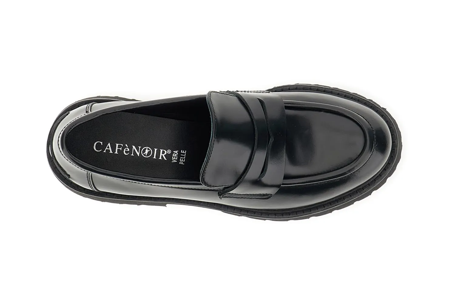 CafèNoir Mocassini Pelle Abrasivata Donna suola chunky
