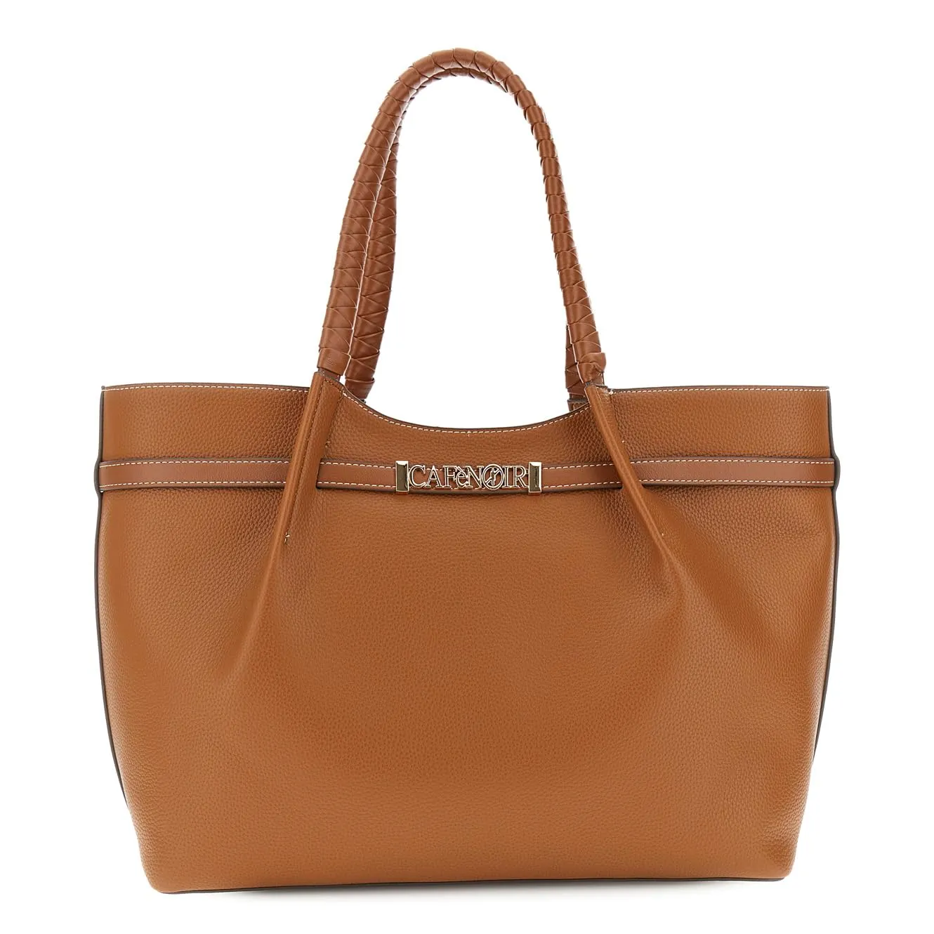 CafèNoir Pieghe shopping bag panna/cuoio effetto pelle