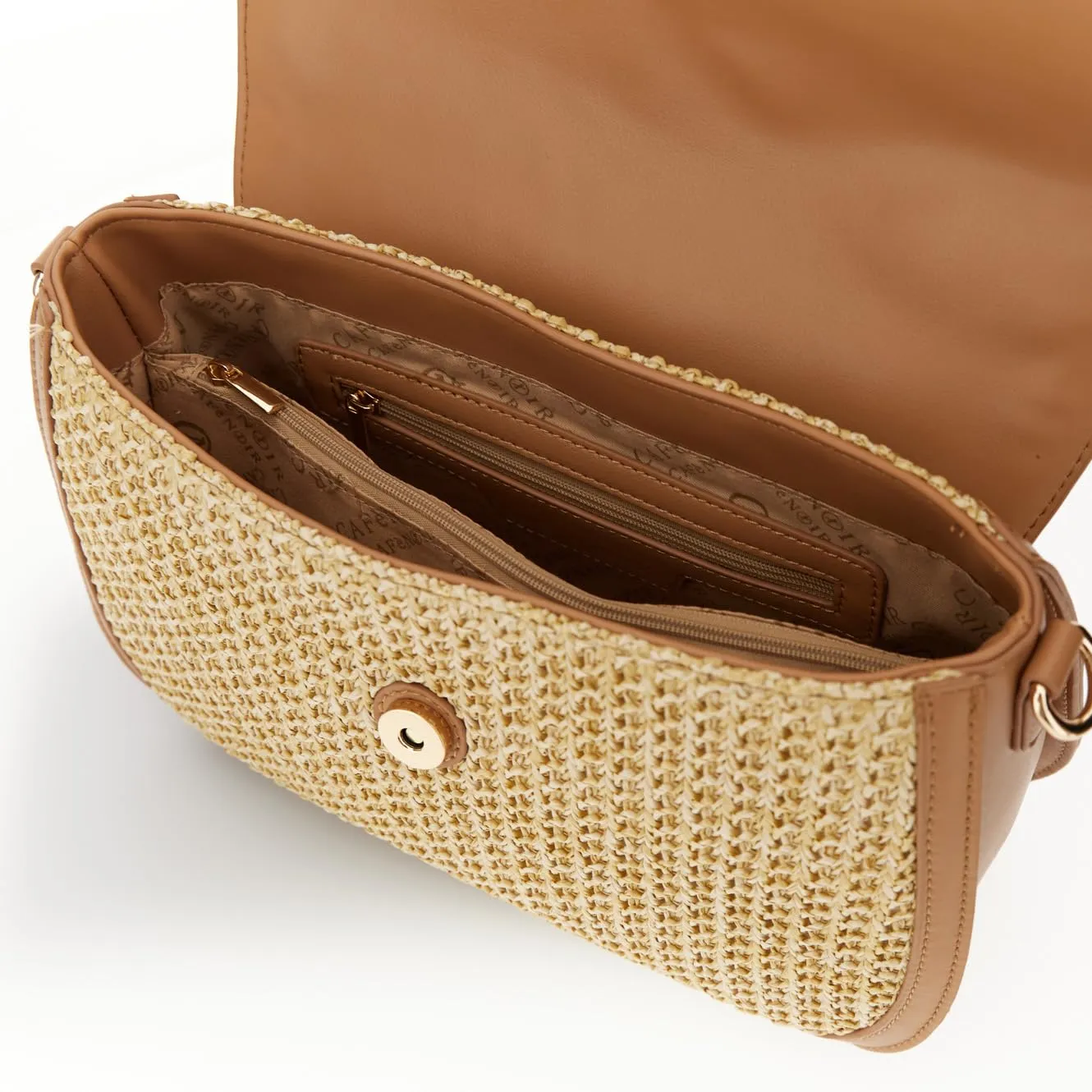 CafèNoir Borsa a mano donna raffia naturale pattina
