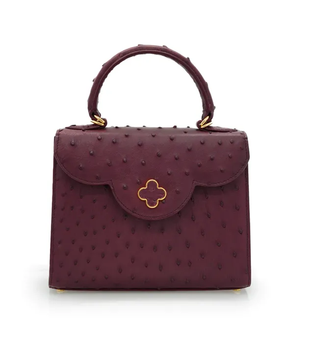 Cardinal Milano First Lady borsa bordeaux struzzo oro
