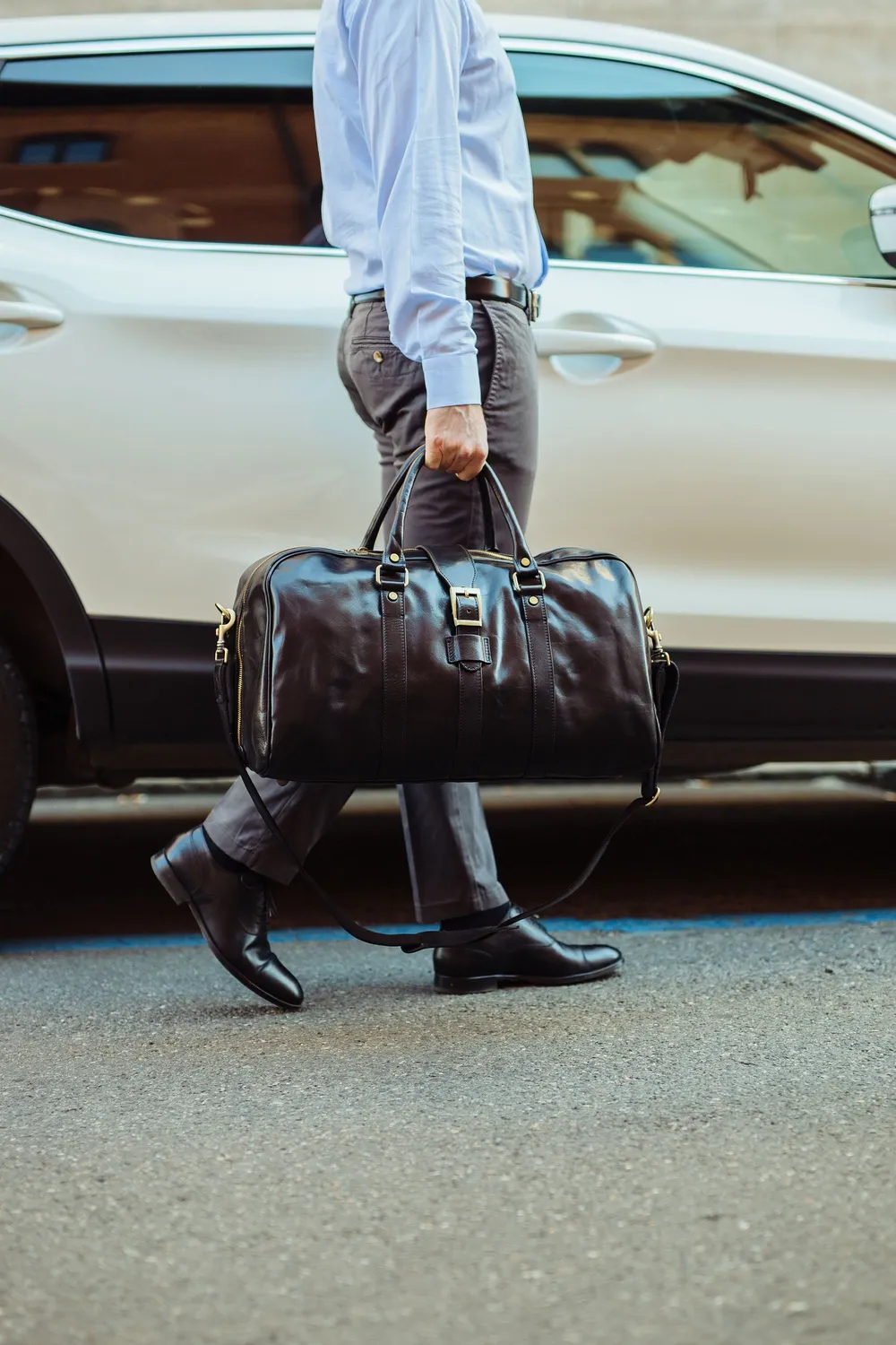 Aigin Milano borsa da viaggio pelle marrone chiaro