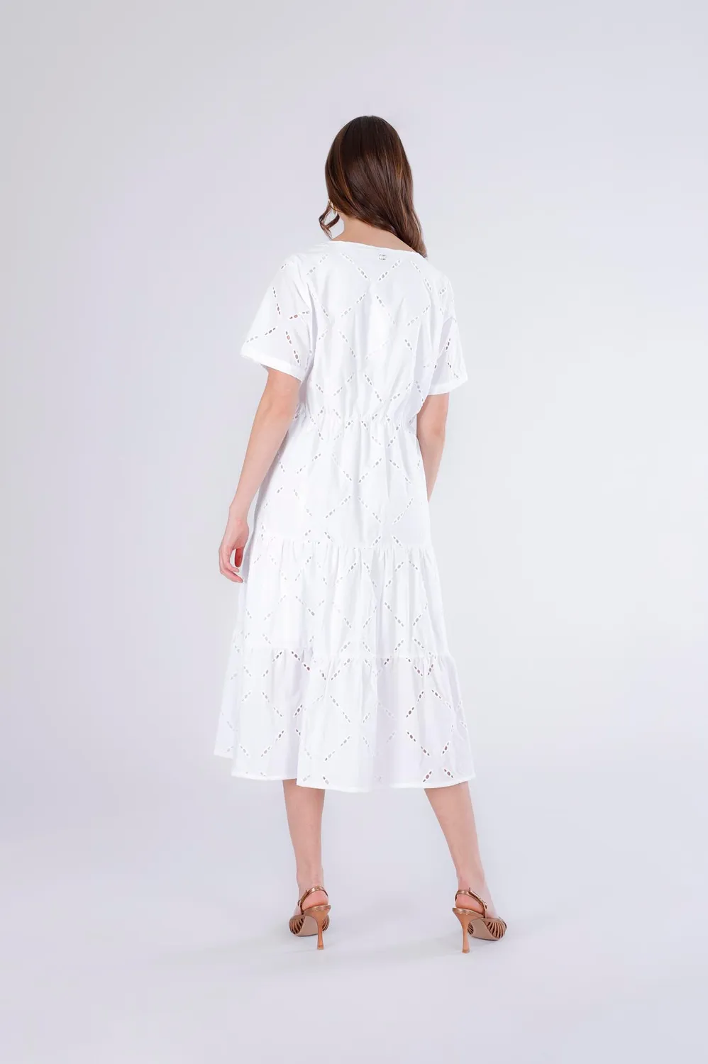 CafèNoir San Gallo Abito Midi Donna Bianco Taglia S Balze