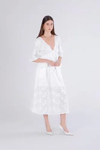 CafèNoir Blusa Mussola Ricamata Donna off White balza