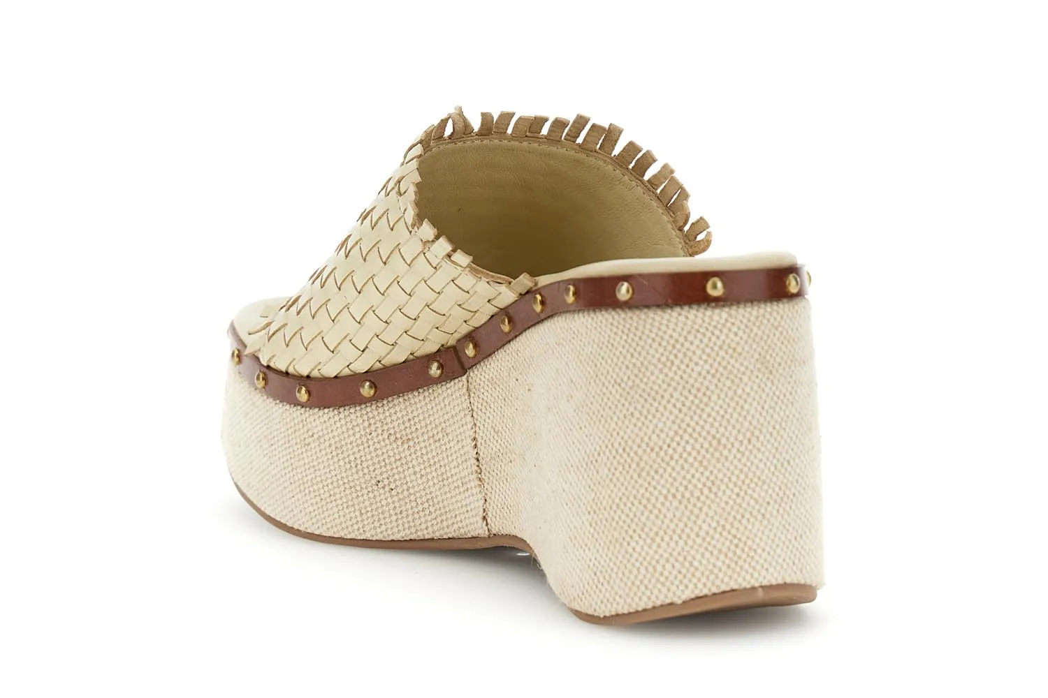 CafèNoir Intreccio ciabatta pelle zeppa 9 cm