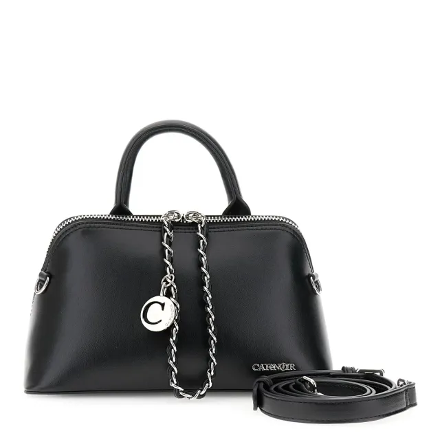 CafèNoir Borsa Mano Trapezoidale Nera Zip e Catena