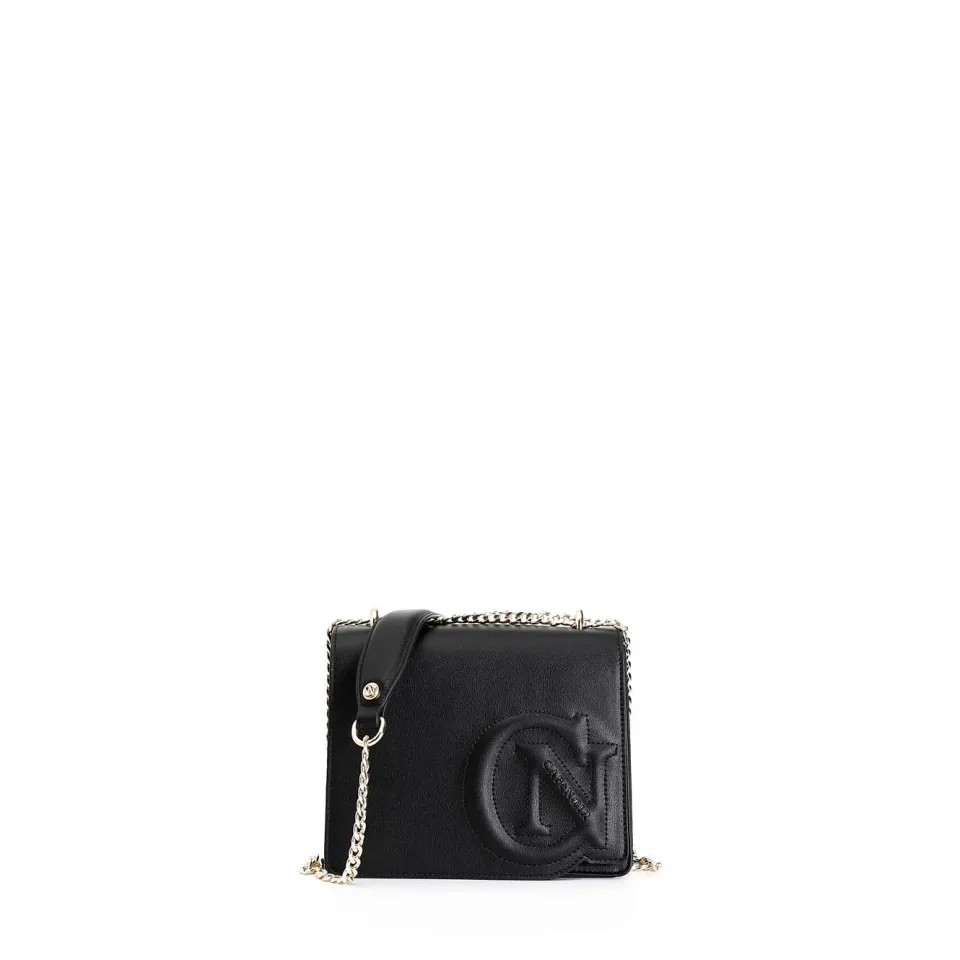 CafèNoir Minibag Logo Rilievo Pochette Nera Catena Dorata