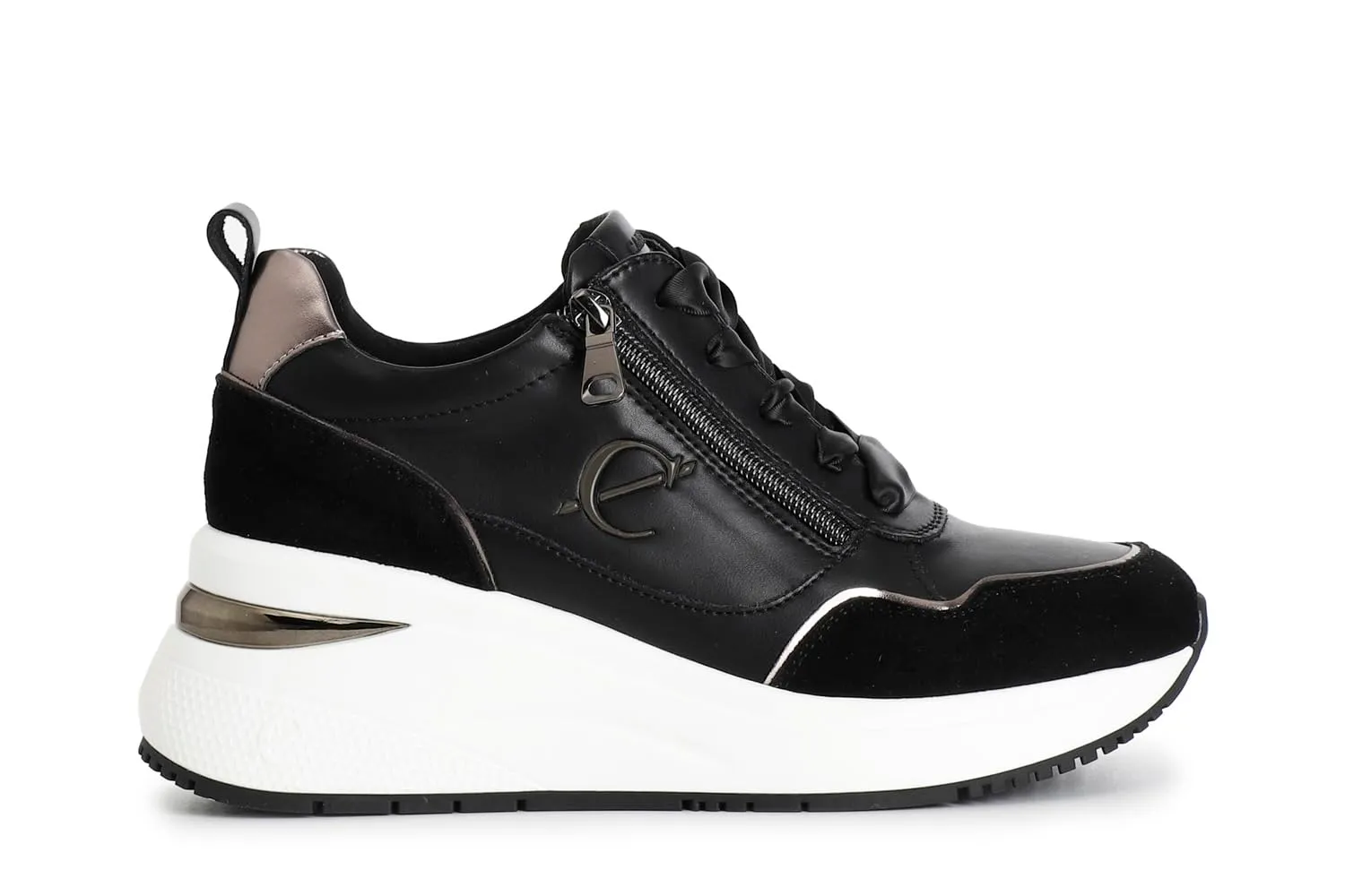 CafèNoir Running Donna Pelle Zip Nero Nocciola